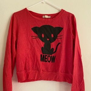 Forever 21 cat printed crop top sweater